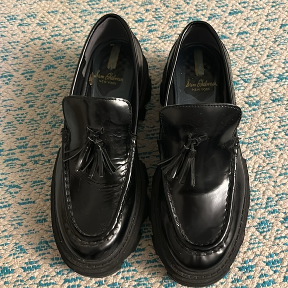 Sam Edelman Dandrea women’s black leather tasseled platform loafers 6.5 - Picture 3 of 5